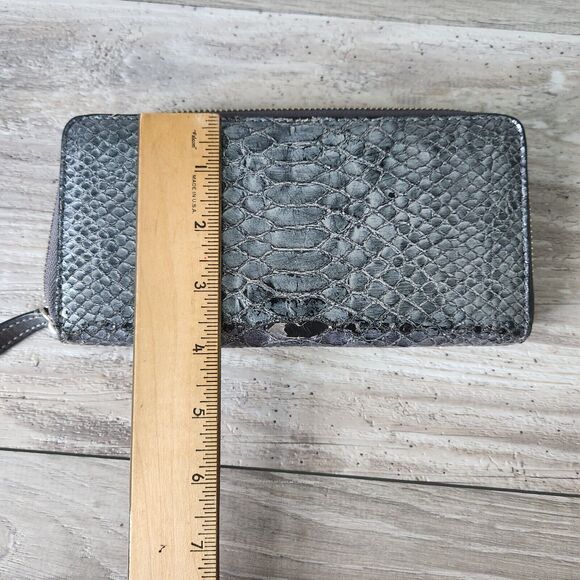 Coach Exotic Vintage Emboss Leather Cobalt Blue Snakeskin Accordion Large Wallet - Picture 9 of 12